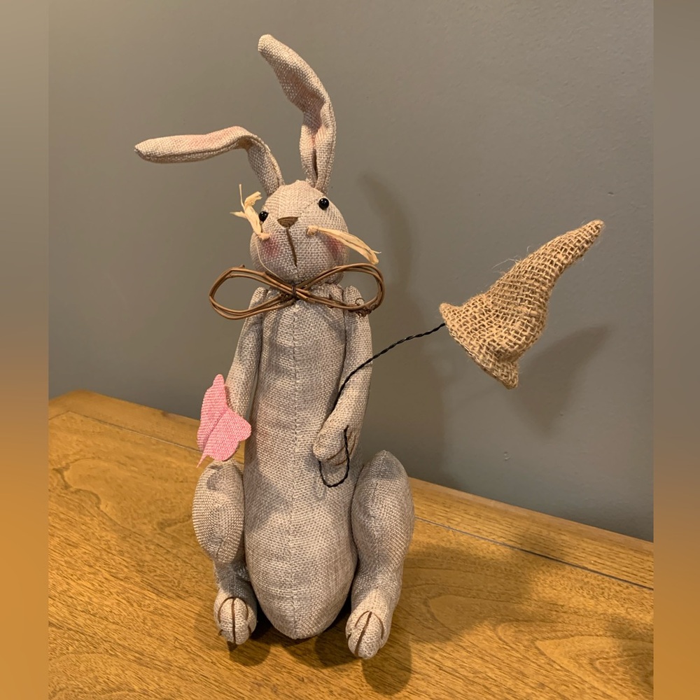 Bunny Decor, Soft Posable Bunny, Neutral Colors, Like New